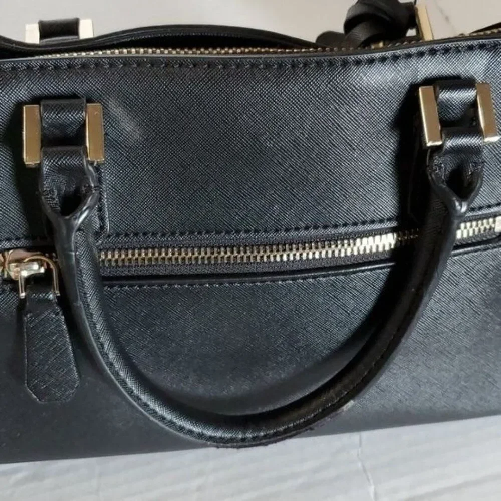 GUESS Bag Cherie Small Girlfriend Satchel Black Vegan Leather Handbag WOMAN'S